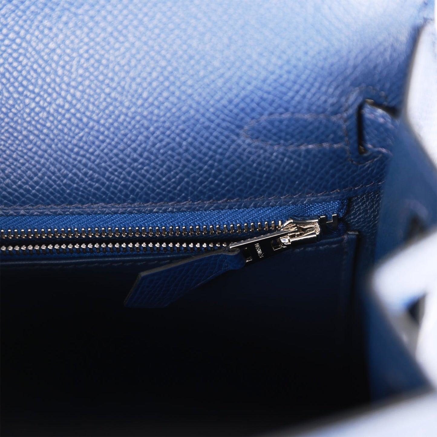 Luxury Hermes Kelly Sellier 25 Bleu Saphir Epsom Palladium Hardware