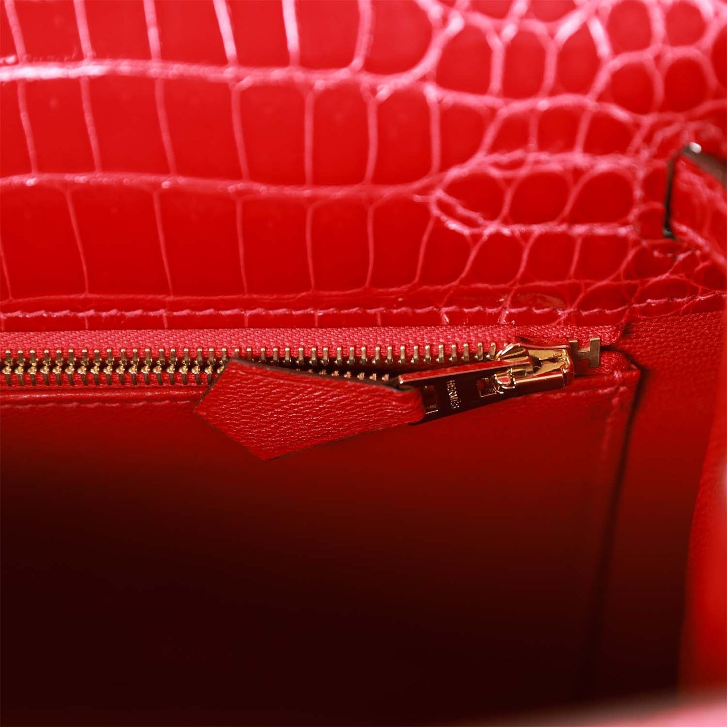 Luxury Hermes Kelly Sellier 25 Braise Shiny Porosus Crocodile Gold Hardware
