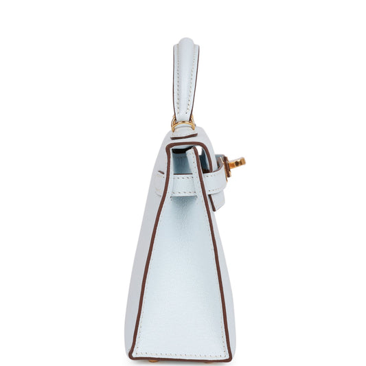 Luxury Hermes Kelly Sellier 20 Bleu Brume Chevre Gold Hardware