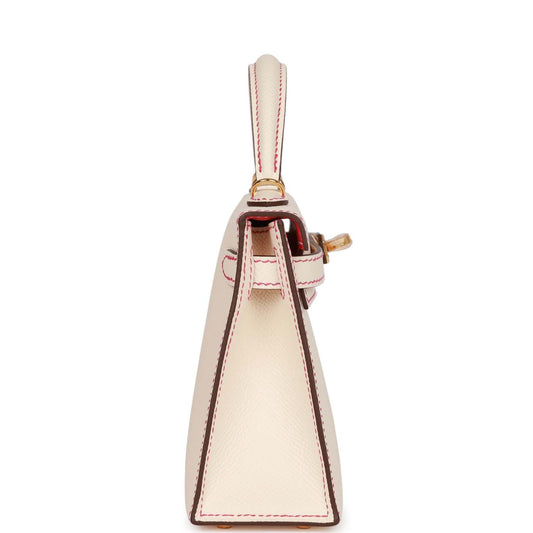 Luxury Hermes Special Order (HSS) Kelly Sellier 20 Nata Verso Epsom Gold Hardware