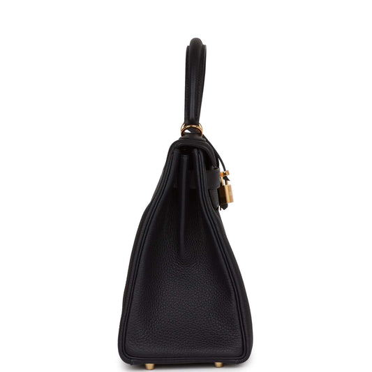 Luxury Hermes Kelly Retourne 28 Caban Togo Gold Hardware