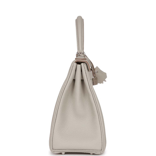 Luxury Hermes Kelly Retourne 28 Gris Perle Togo Palladium Hardware