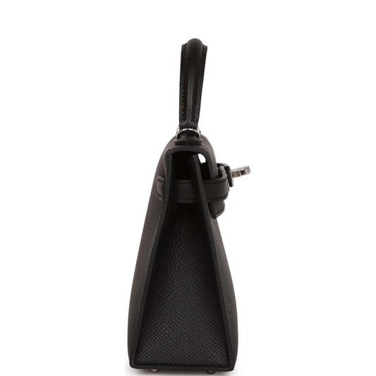 Luxury Hermes Kelly Sellier 20 Black Epsom Palladium Hardware