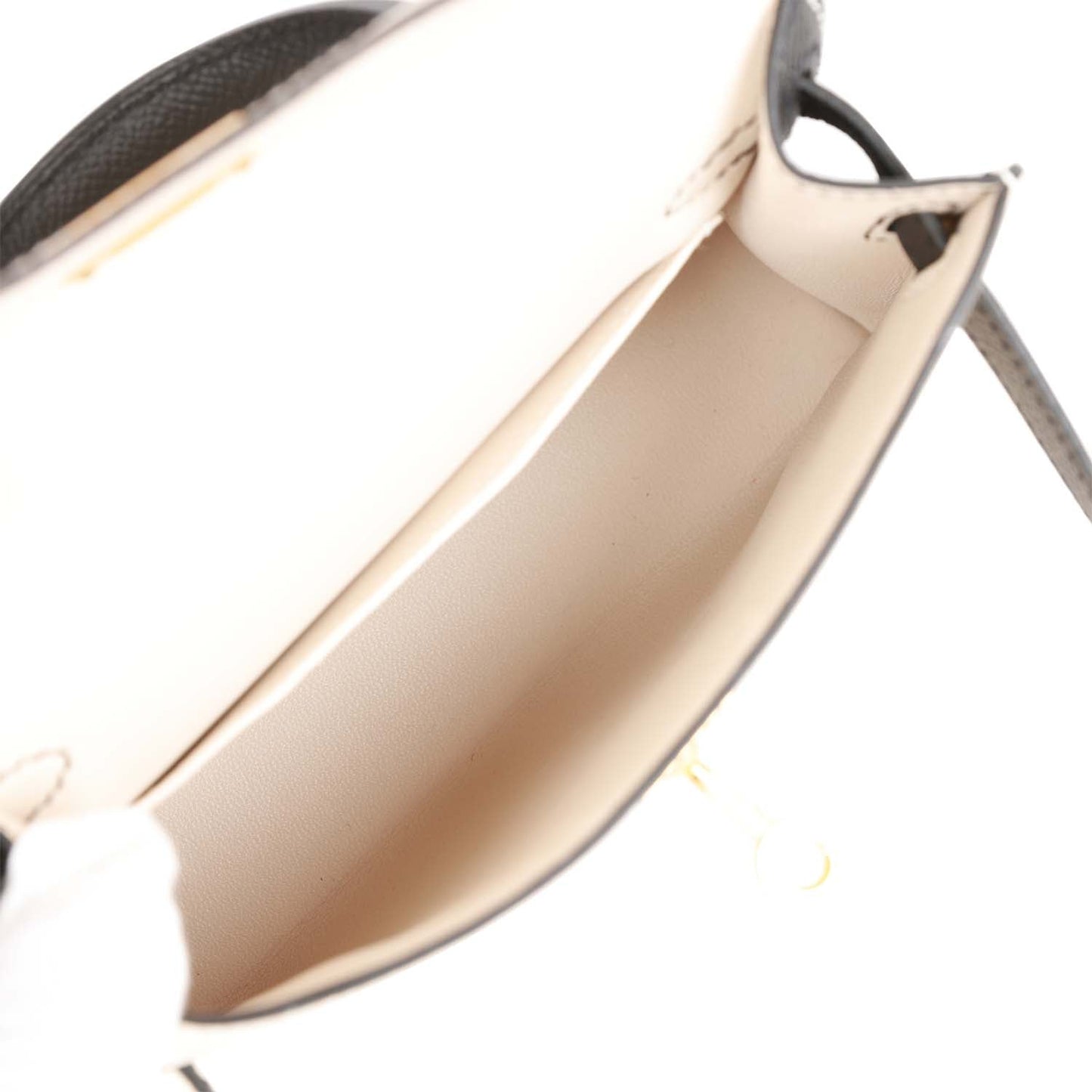 Luxury Hermes Special Order (HSS) Kelly Sellier 20 Craie and Black Epsom Gold Hardware