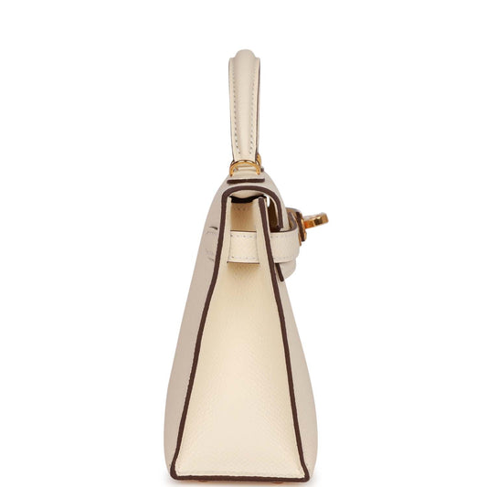 Luxury Hermes Kelly Sellier 20 Nata Epsom Gold Hardware