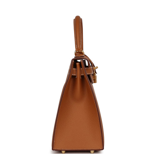 Luxury Hermes Kelly Sellier 28 Gold Epsom Gold Hardware