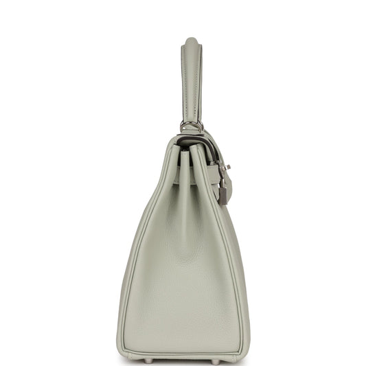 Luxury Hermes Kelly Retourne 28 Gris Neve Togo Palladium Hardware