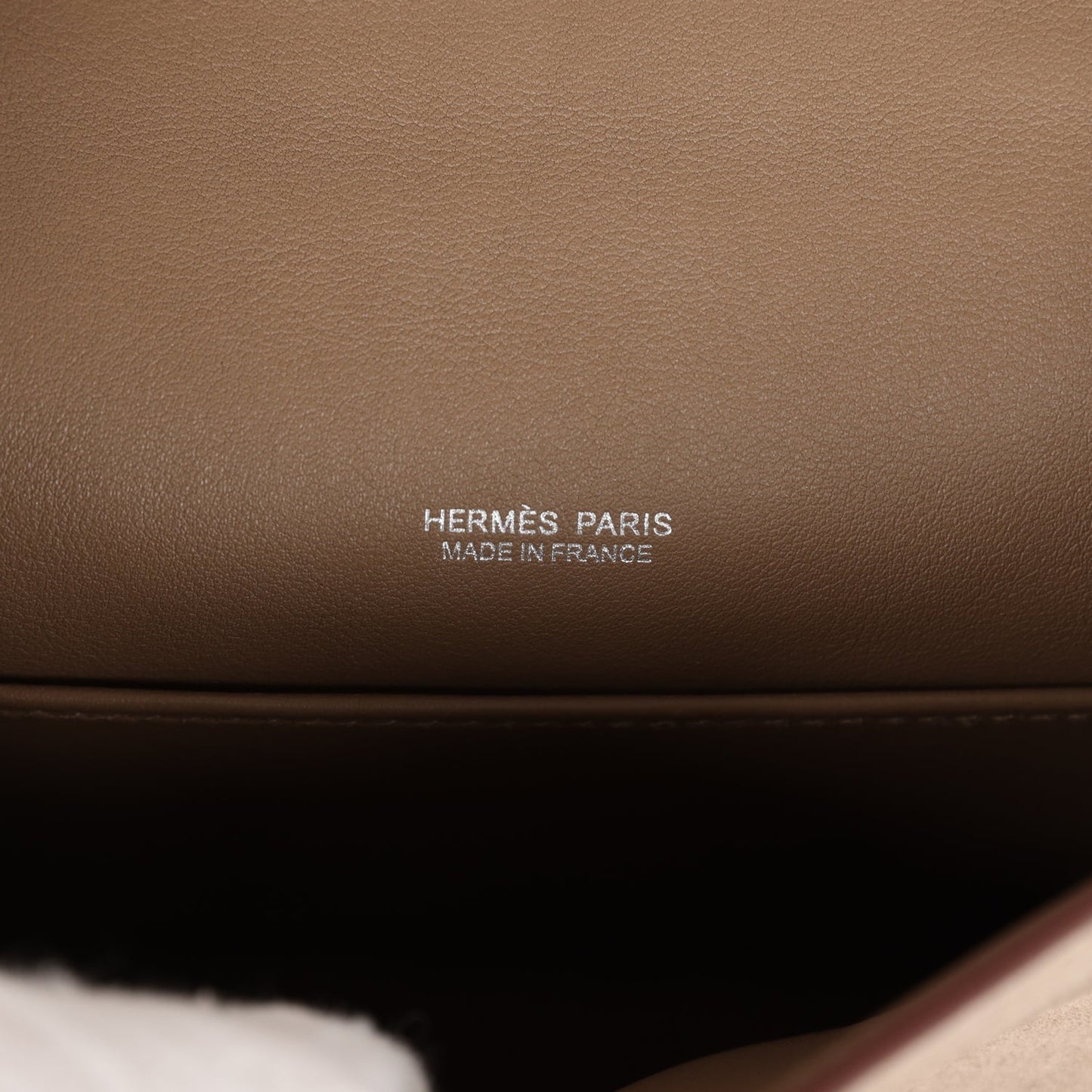 Luxury Hermes Teddy Kelly 20 Etoupe Shearling and Swift Palladium Hardware