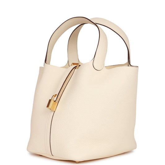 Luxury Hermes Picotin Lock 22 Nata Clemence Gold Hardware