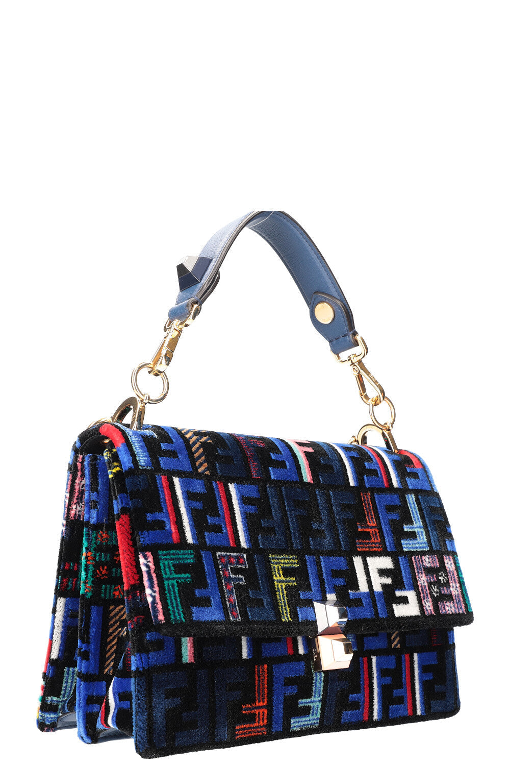 Luxury Fendi Kan I Bag Velvet Blue