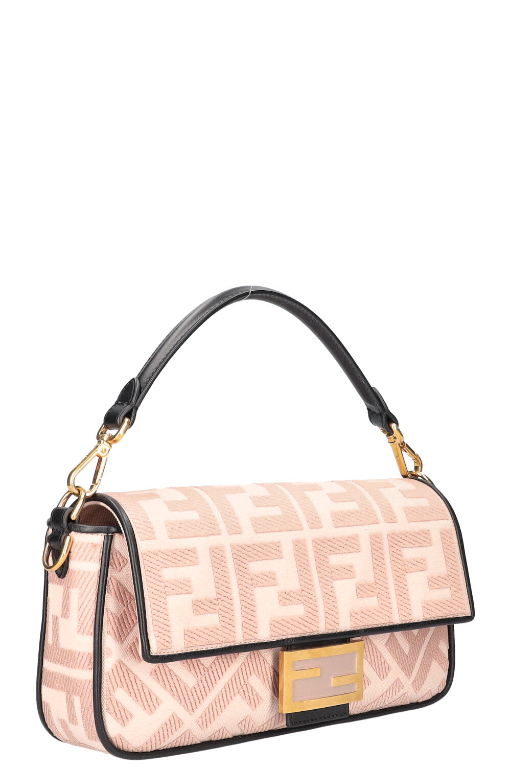 Luxury Fendi Baguette NM Zucca Embroidered Canvas Pink
