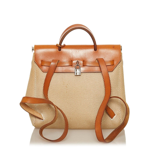 Luxury Hermes Herbag Canvas Backpack (SHG-29550)