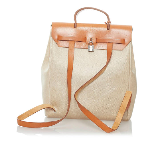 Luxury Hermes Herbag Canvas Backpack (SHG-32314)