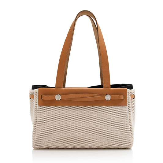 Luxury Hermes Toile Cabas Herbag PM Convertible Tote (SHF-22206)