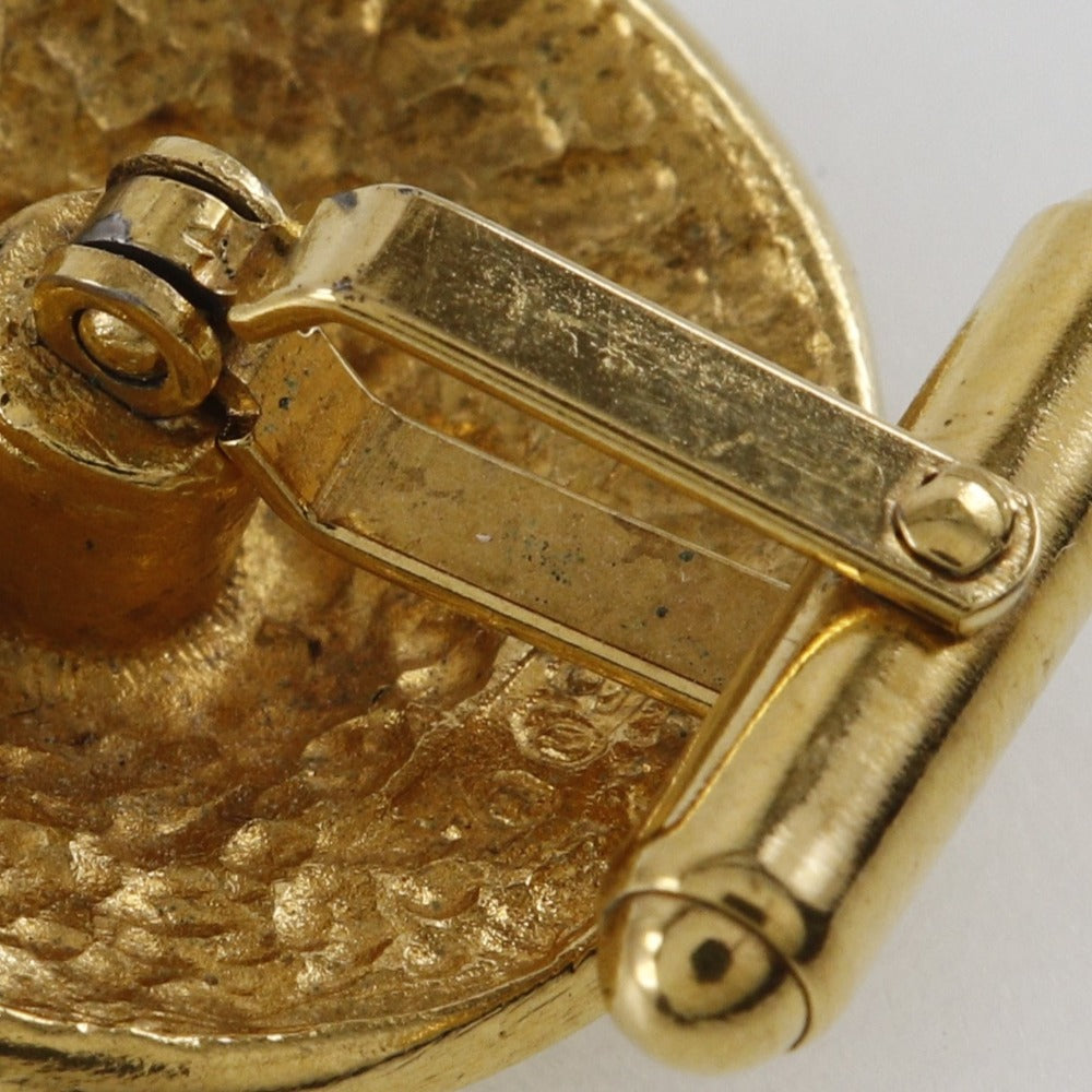 Chanel Logo Cufflinks Flower Vintage Gold Plated