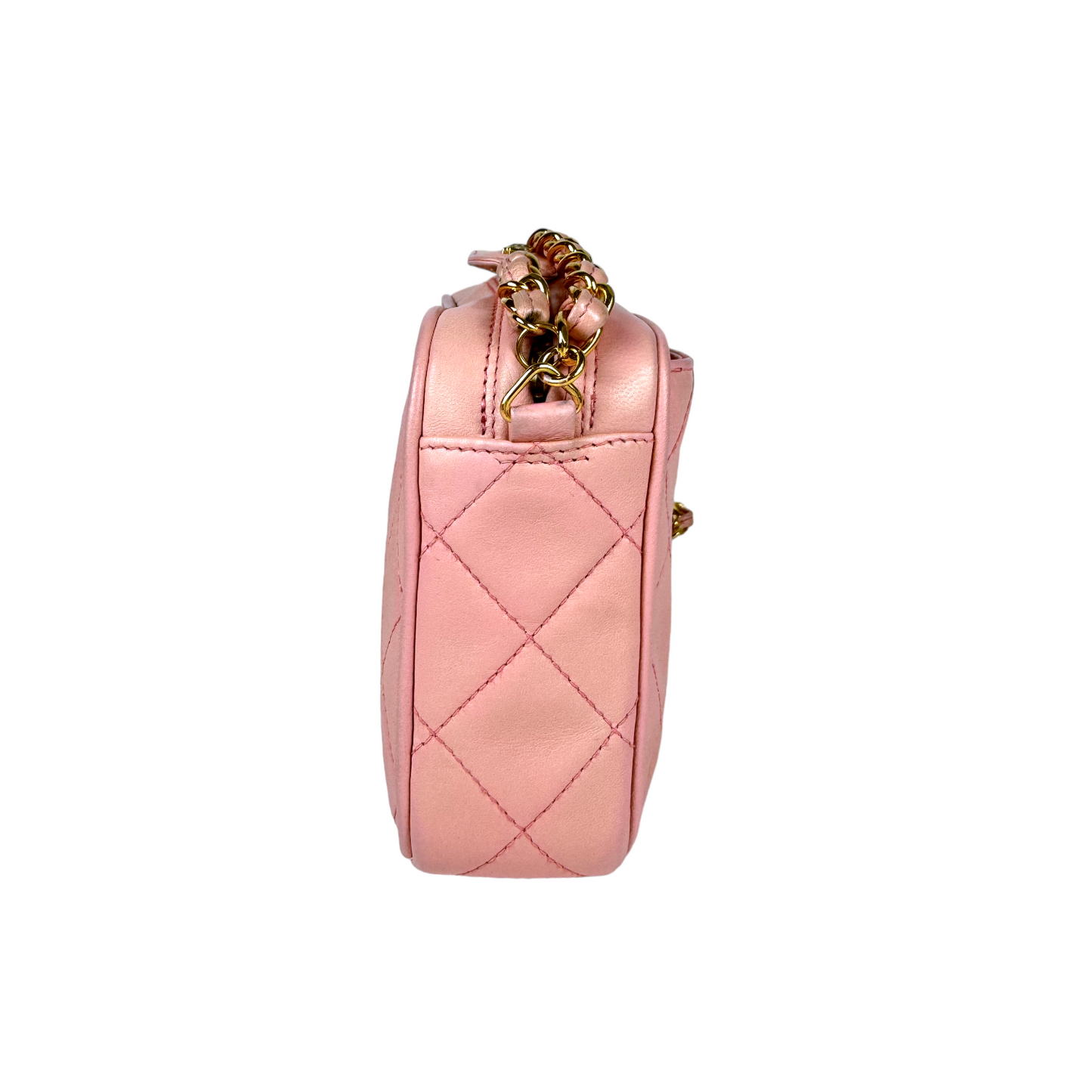 Luxury Chanel Camera Bag Small Pink Lambskin Gold