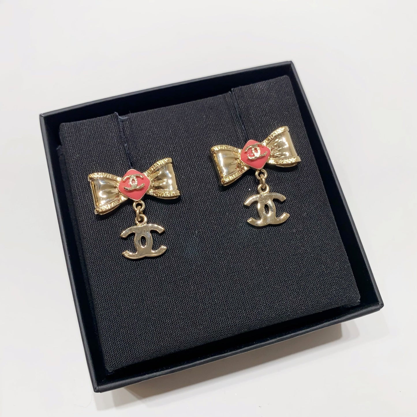 No.4134-Chanel Ribbon Coco Mark Earrings (Unused / 未使用品)