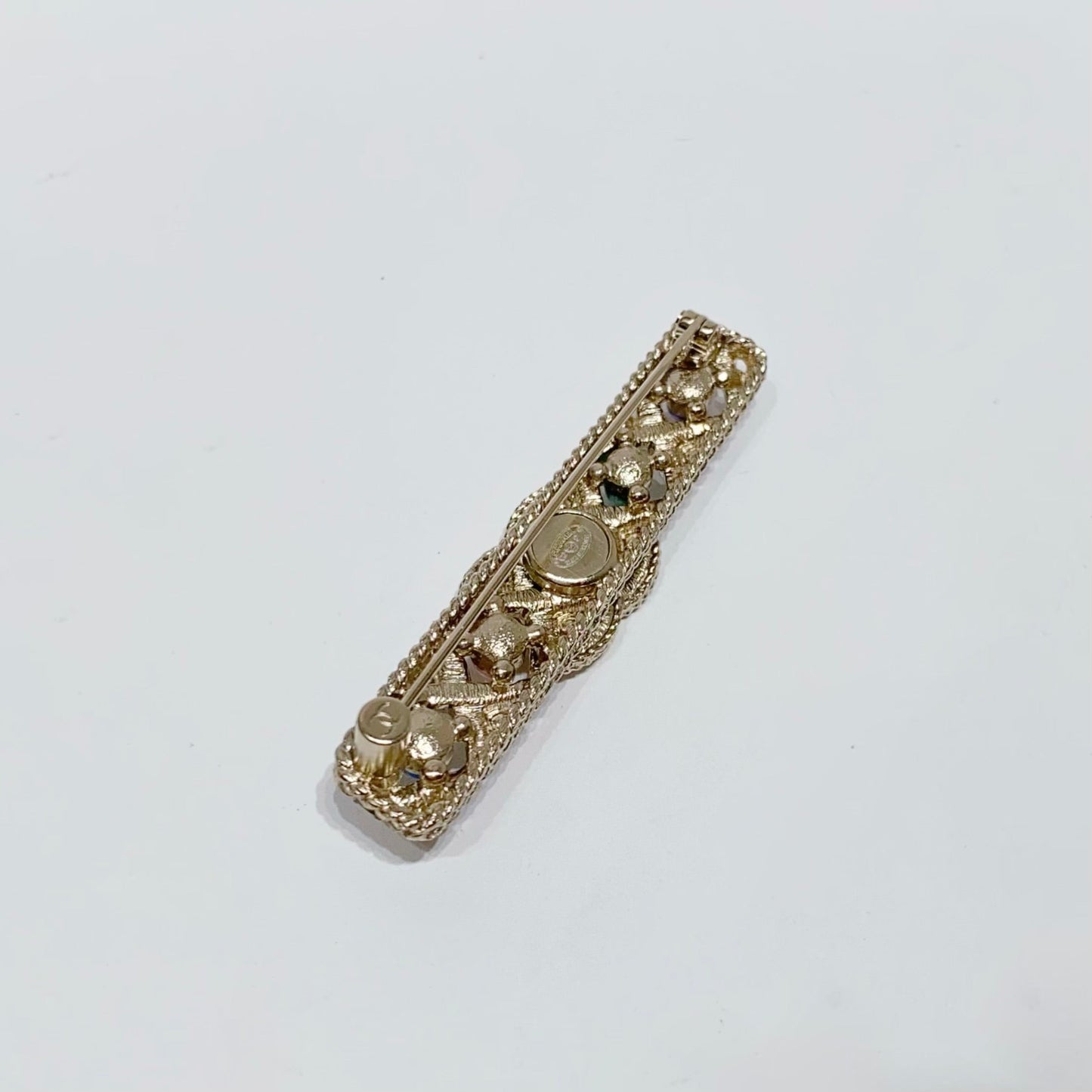 No.4165-Chanel Metal & Crystal Coco Mark Brooch