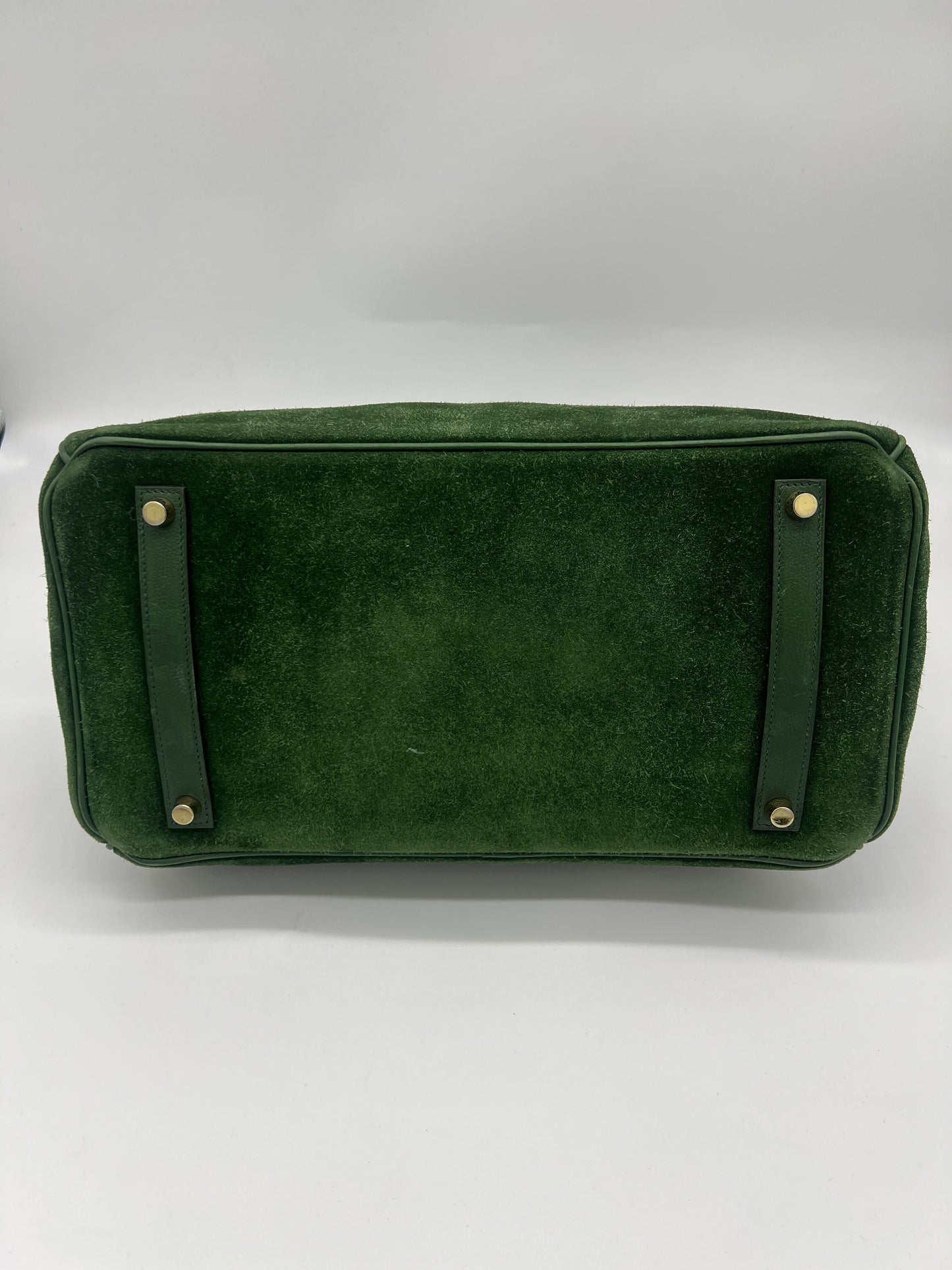 Luxury Hermes Birkin 35 Suede / Togo Green Gold Hardware