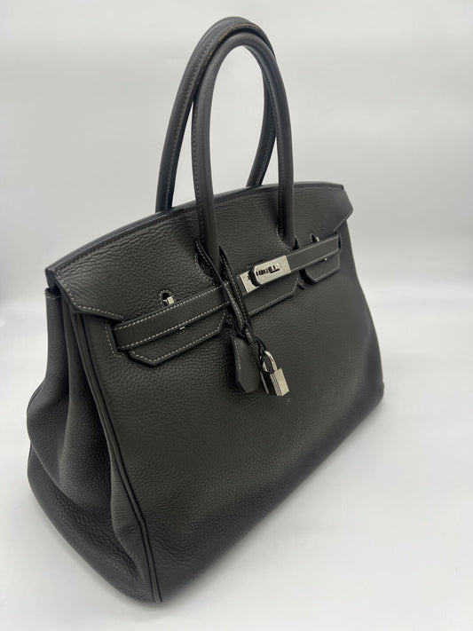 Luxury Hermes Birkin 35 Togo Graphite Palladium Hardware