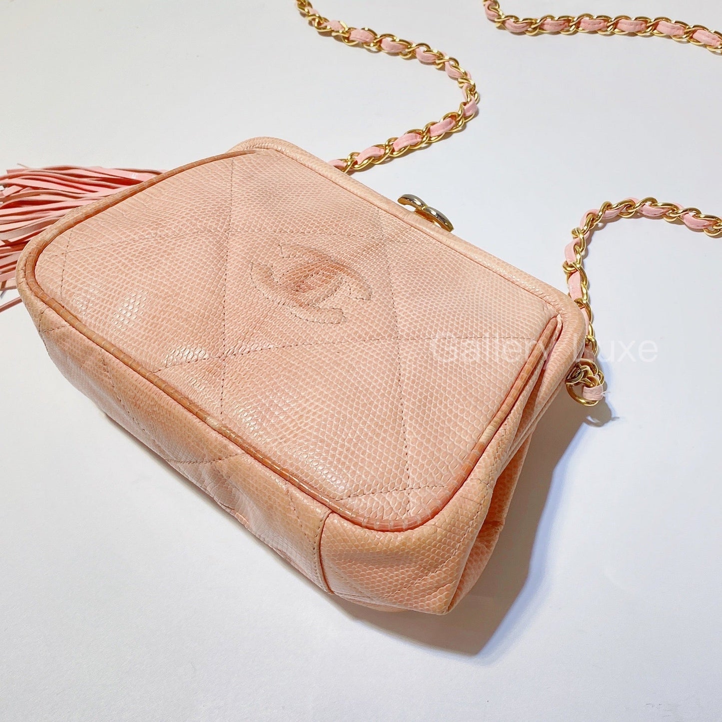 No.2764-Chanel Vintage Lizard Kiss-Lock Shoulder Bag