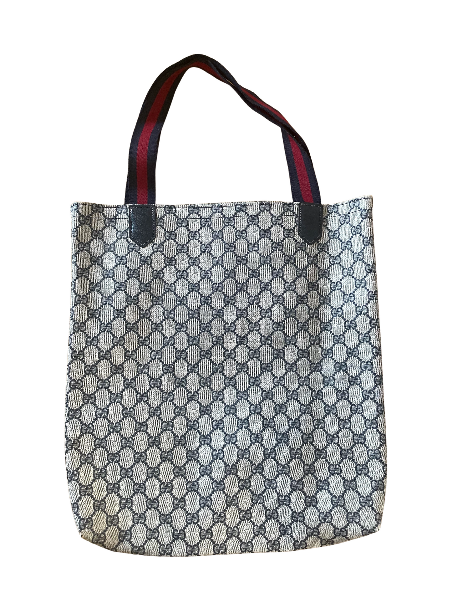Luxury Gucci Light Gray Navy Red Tote Bag