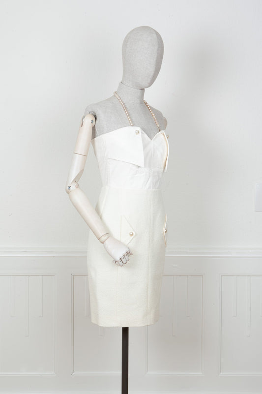 CHANEL Dress White Leather Top Spring 2012
