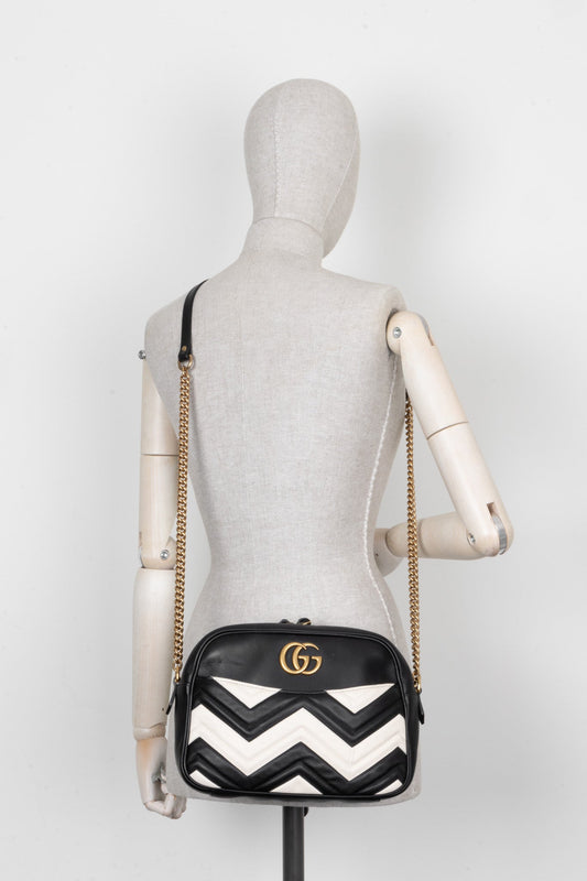 Luxury Gucci Trending 2025 Marmont Crossbody Bag Black White