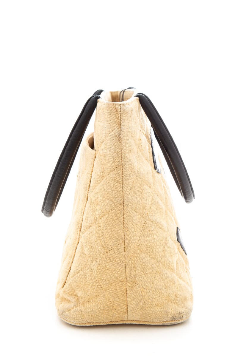 Luxury Chanel Vintage 1991 Beige Cloth Cambon Tote