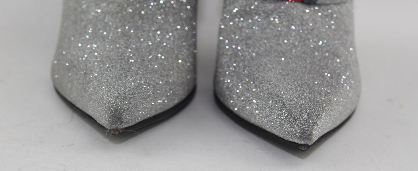 Balmain Babette Flash Glittered Leather Boots size 40.5