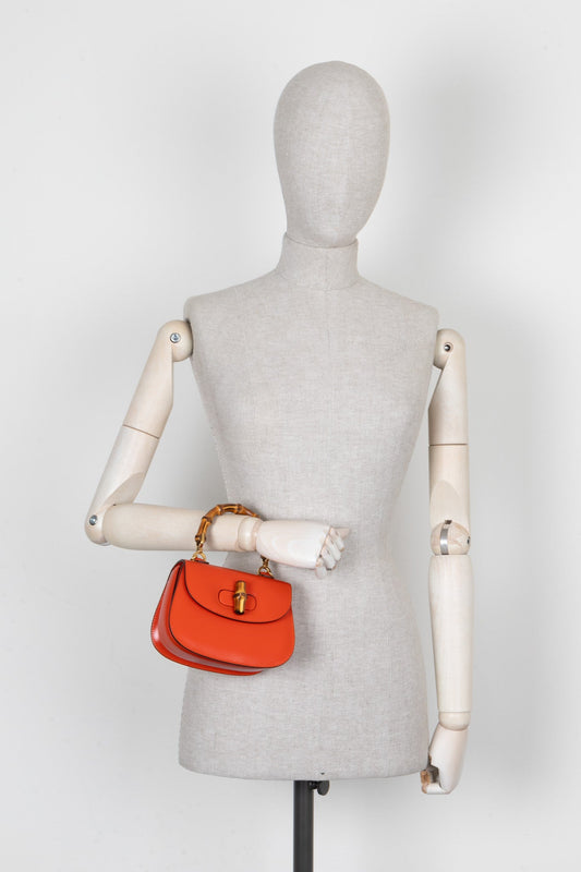 Luxury Gucci Trending 2025 1947 Mini Bamboo Crossbody Bag Orange