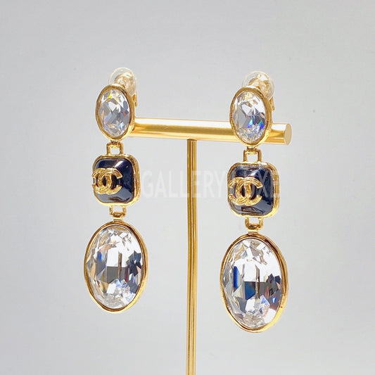 No. 3310-Chanel Gold Drop Crystal Earrings