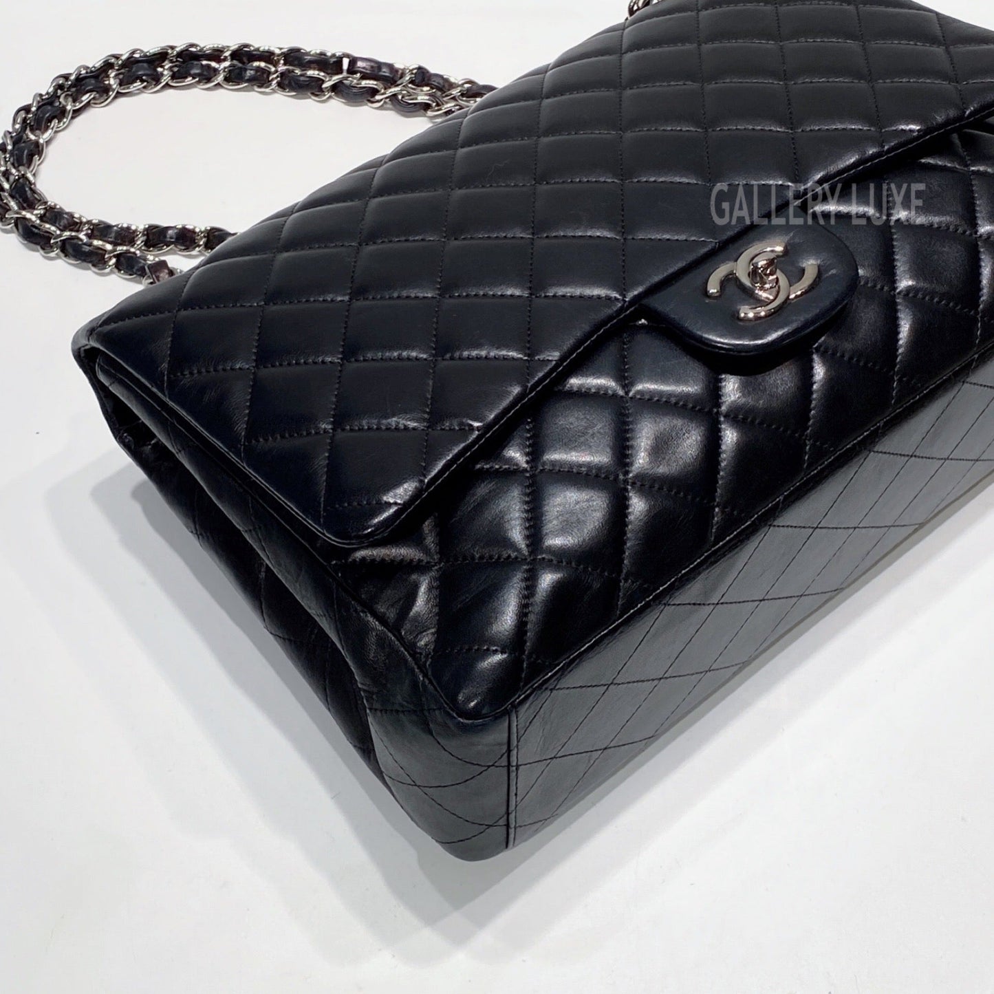 No.001312-2-Chanel Lambskin Single Flap Maxi Jumbo