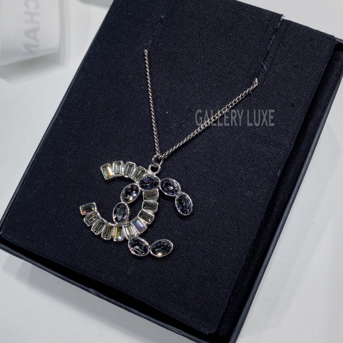 No.3478-Chanel Crystal & Metal Coco Mark Necklace