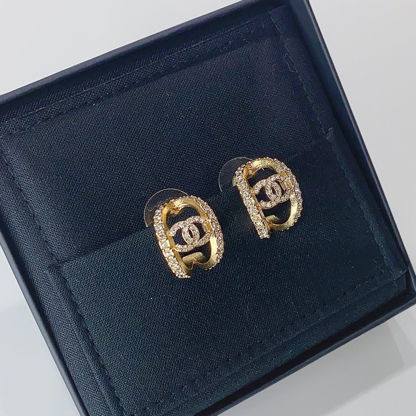 No.3706-Chanel Gold Metal Crystal CC Earrings (Brand New / 全新貨品)