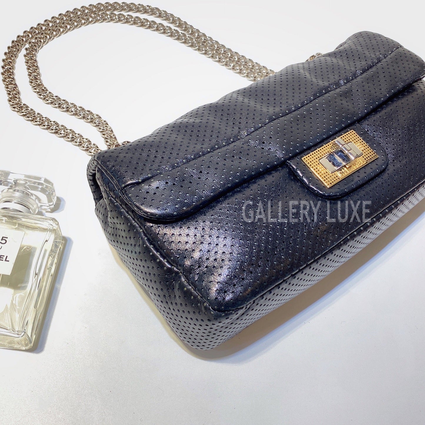 No.3050-Chanel Lambskin Perforated Leather Drill Flap Bag