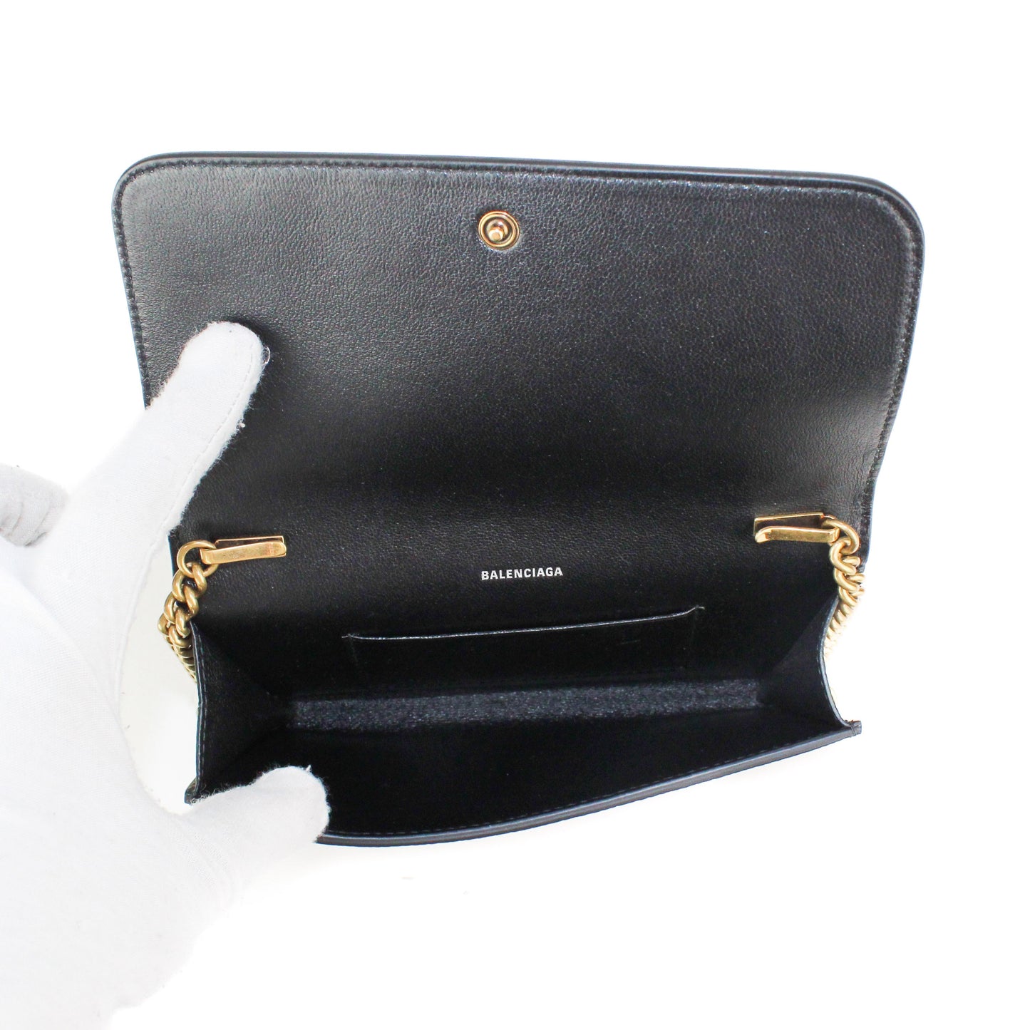 Balenciaga Wallet on Chain in Black Grained Calfskin