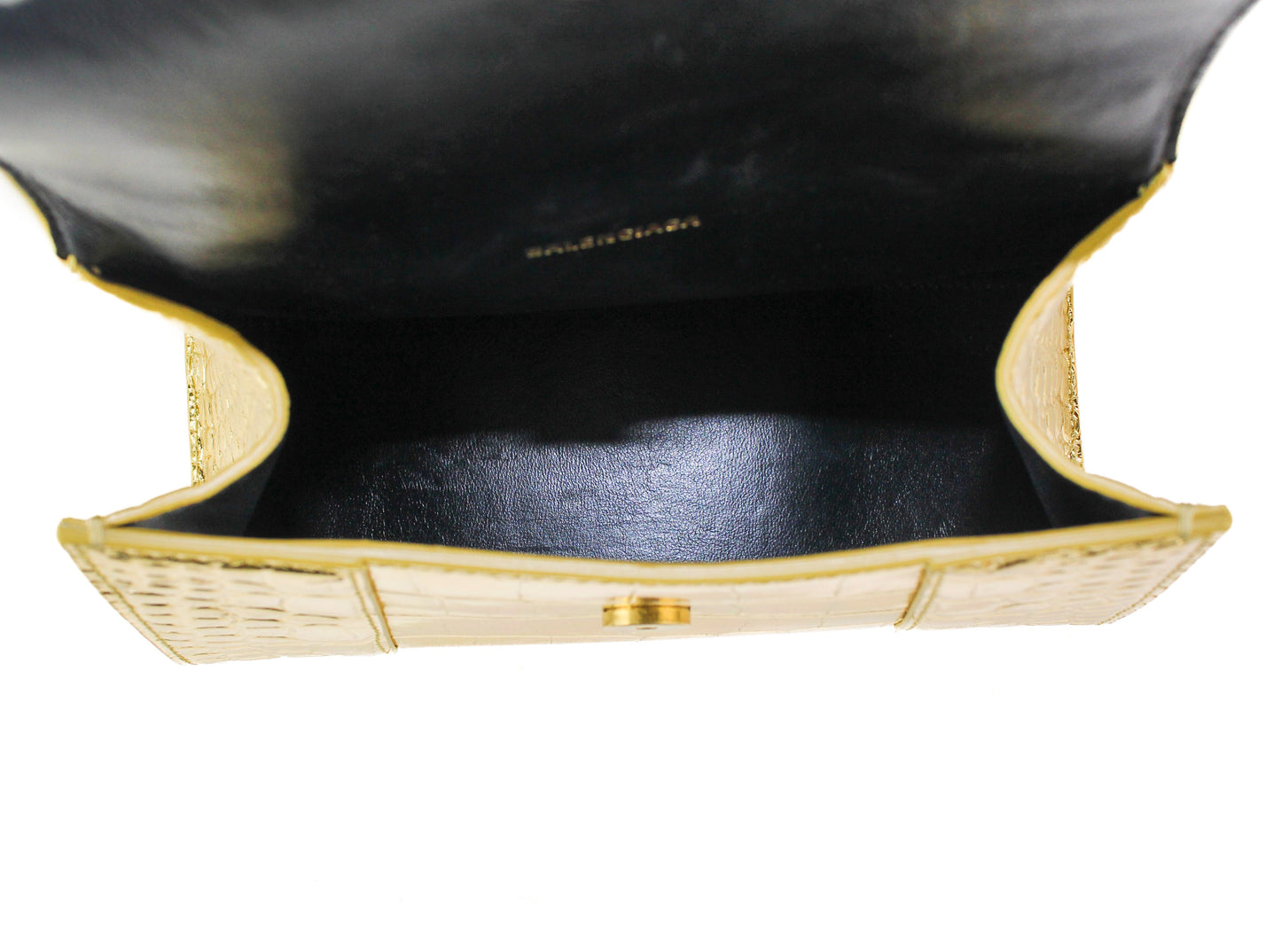 Balenciaga Gold Croc Embossed Hourglass XS Top-handle Bag
