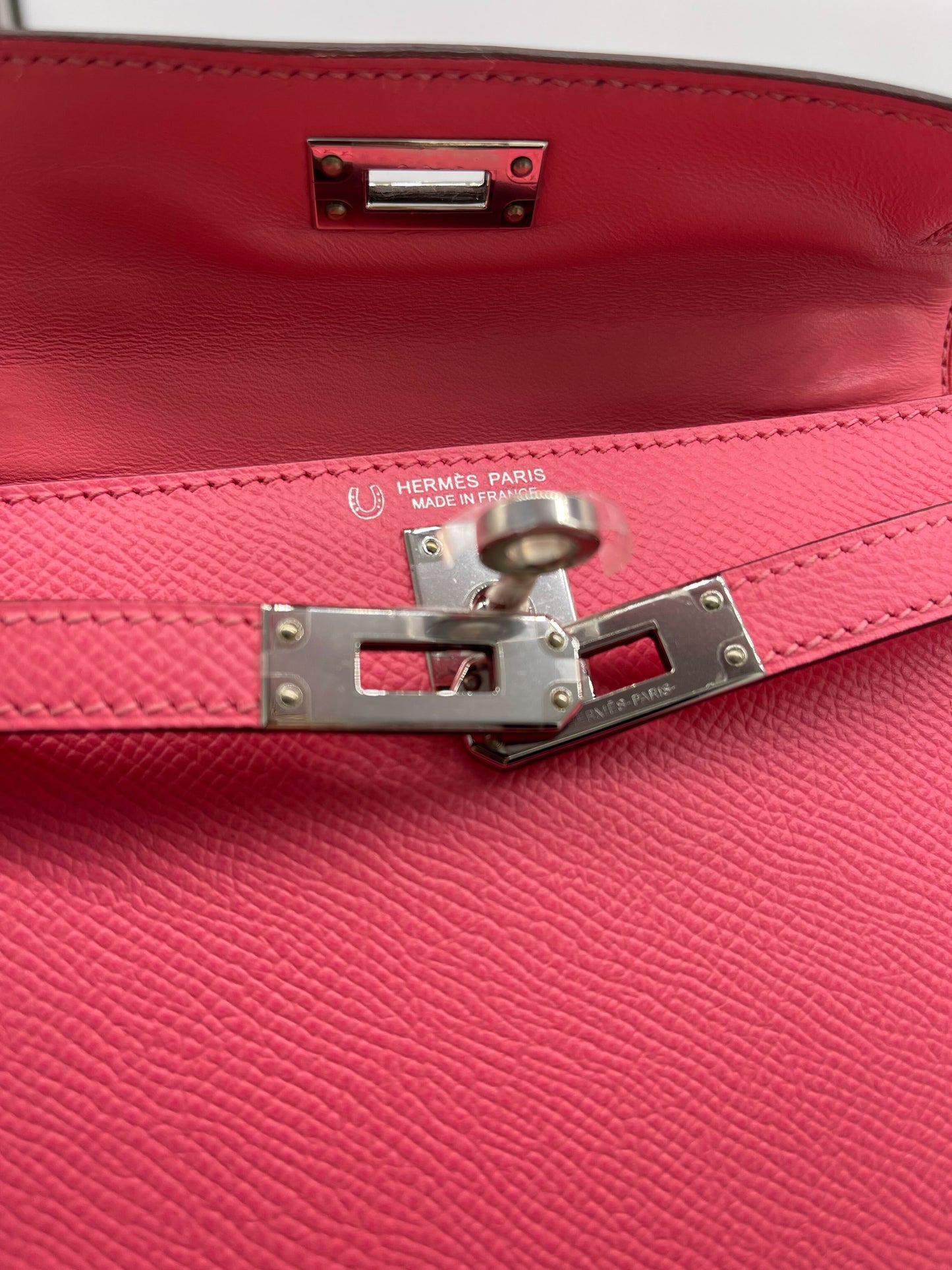 Luxury Hermes Mini Kelly II Sellier Epsom Rose Azalee Palladium Hardware
