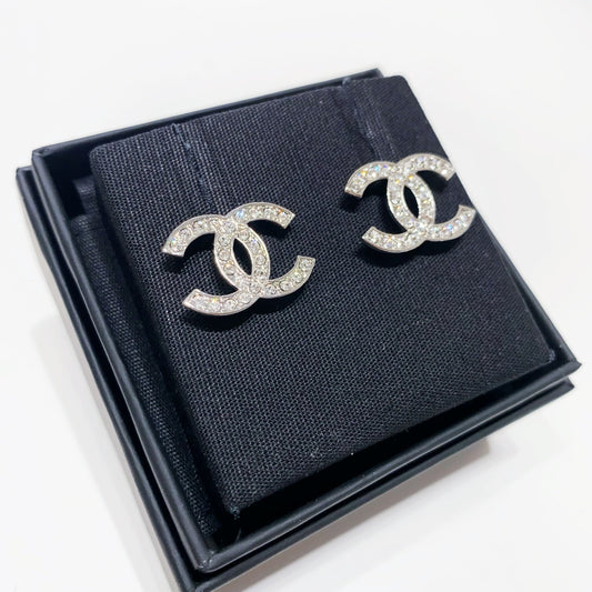 No.001620-4-Chanel Metal Crystal Coco Mark Earrings (Brand New / 全新貨品)