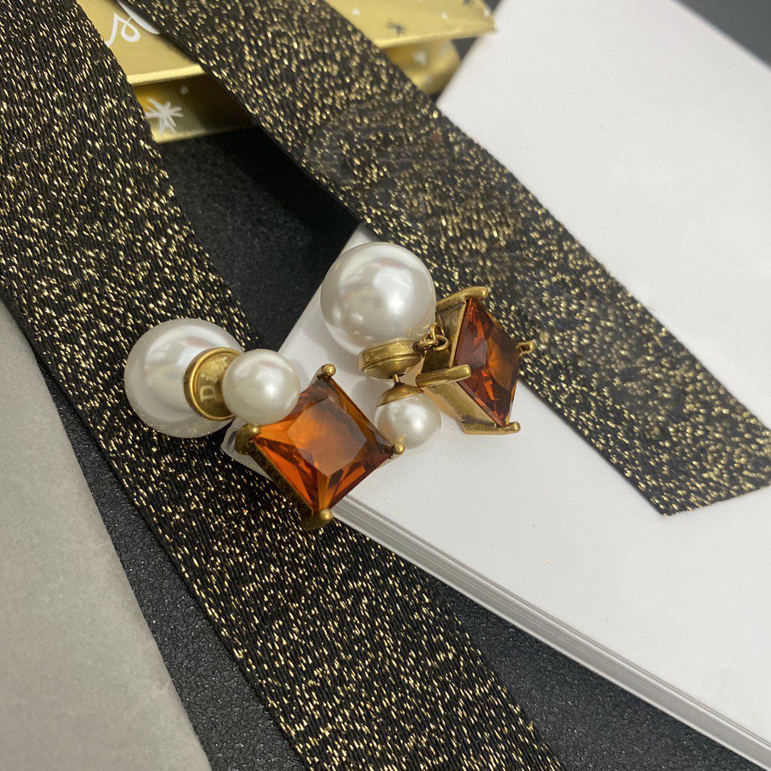 Luxury DiorPEARL EARRINGS GOLD DIAMOND