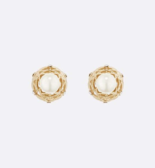Luxury DiorTRIBALES PEARL GOLD DIAMOND EARRINGS