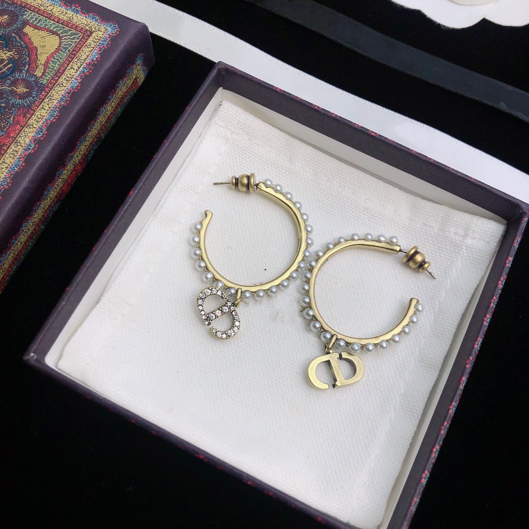 Luxury DiorCLAIR LUNE PEARL GOLD DIAMOND EARRINGS