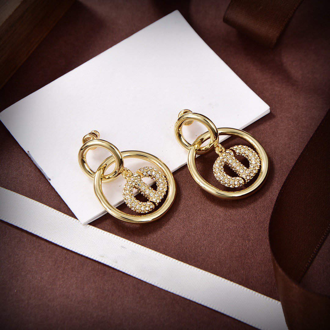 Luxury DiorDROP GOLD DIAMOND EARRINGS