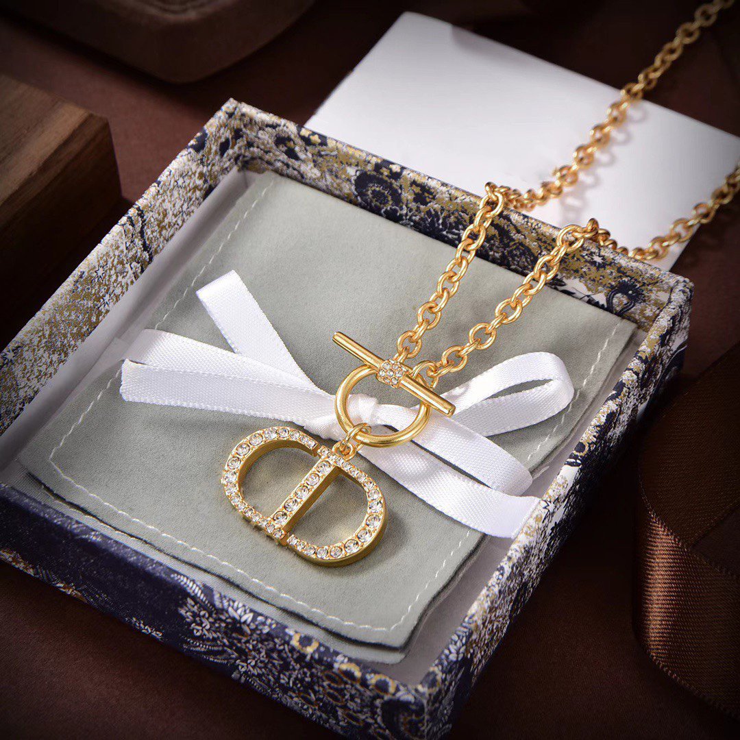 Luxury DiorNAVY GOLD DIAMOND NECKLACE