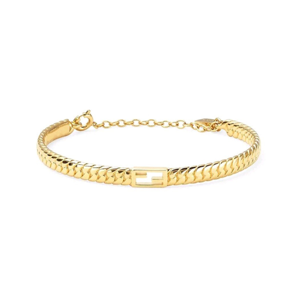 Luxury FendiF BAGUETTE LINK CHAIN GOLD BRACELET