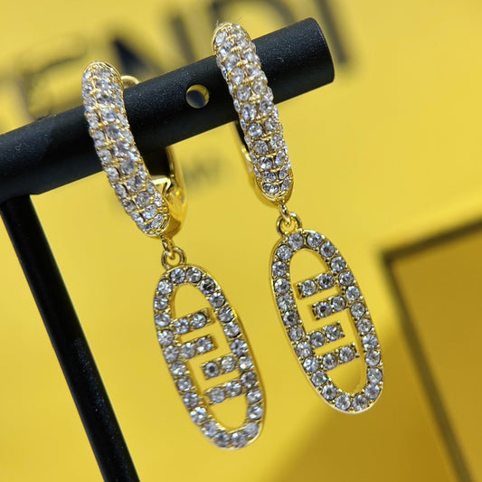Luxury FendiFF O'LOCK EARRINGS GOLD DIAMOND