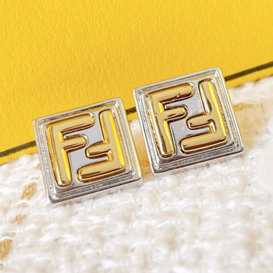 Luxury FendiDOUBLE F EARRINGS SILVER GOLD