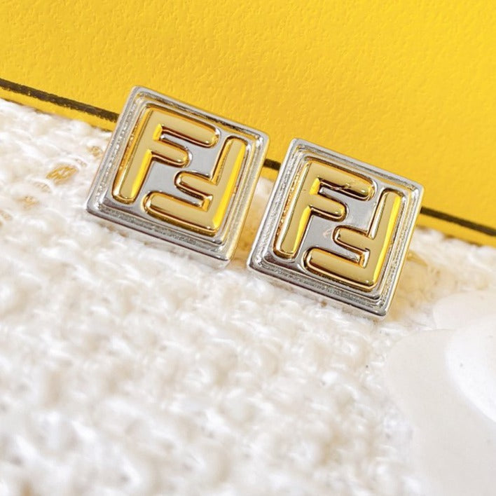 Luxury FendiDOUBLE F EARRINGS SILVER GOLD