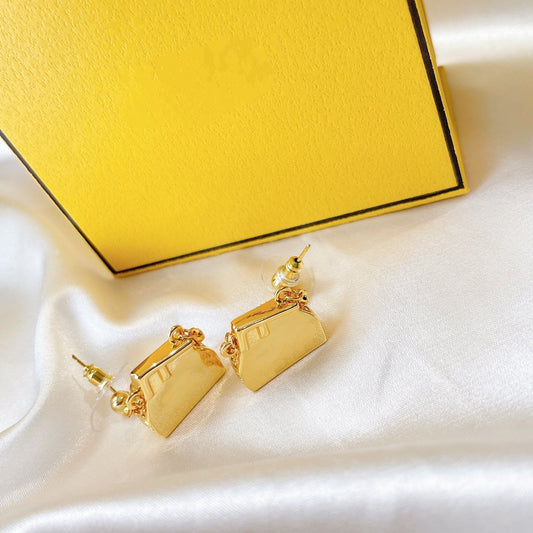 Luxury FendiFF BAG GOLD EARRINGS